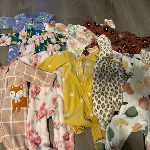 Baby girl footed pajamas fleece